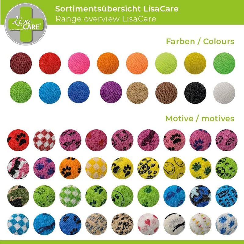 LisaCare Verbandsmaterial 12 Rollen - 10cm x 4,5m - für Mensch & Tier - Farbmix
