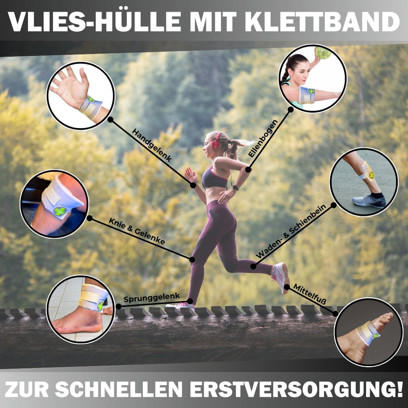 LisaCare Vlieshülle für Kühlpads - 5x Hülle-Kühlkompresse mit Klettverschluss - Gel-Kühlpack Schutzhülle mit Gummiband - 3 Größen verfügbar
