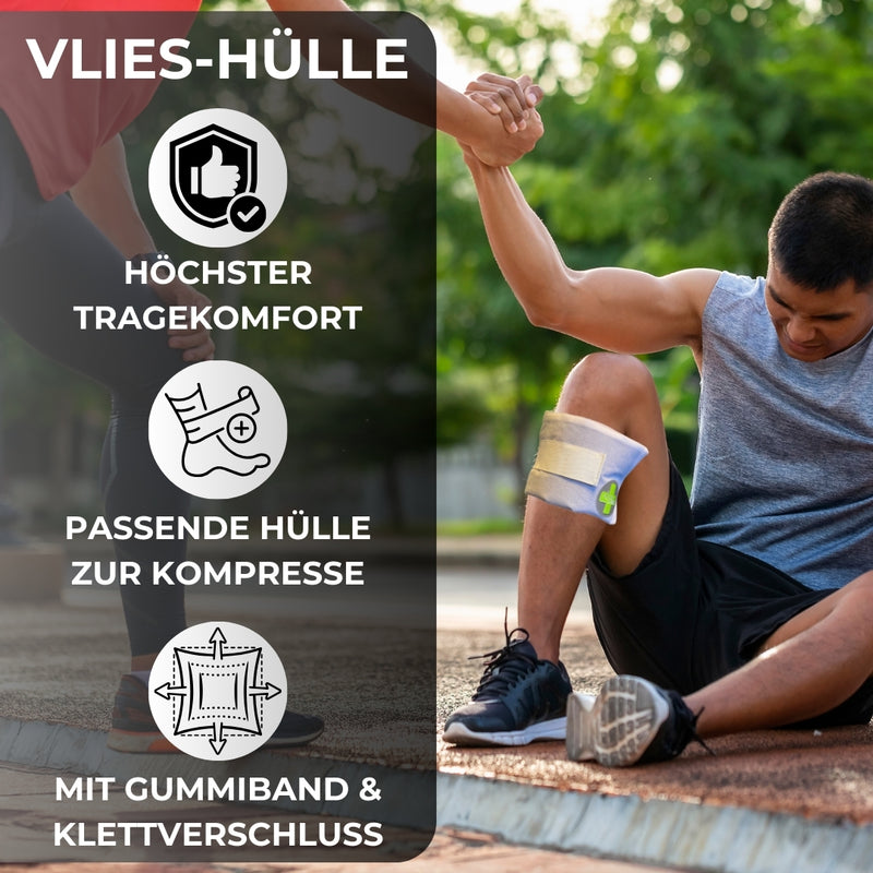 LisaCare Vlieshülle für Kühlpads - 5x Hülle-Kühlkompresse mit Klettverschluss - Gel-Kühlpack Schutzhülle mit Gummiband - 3 Größen verfügbar