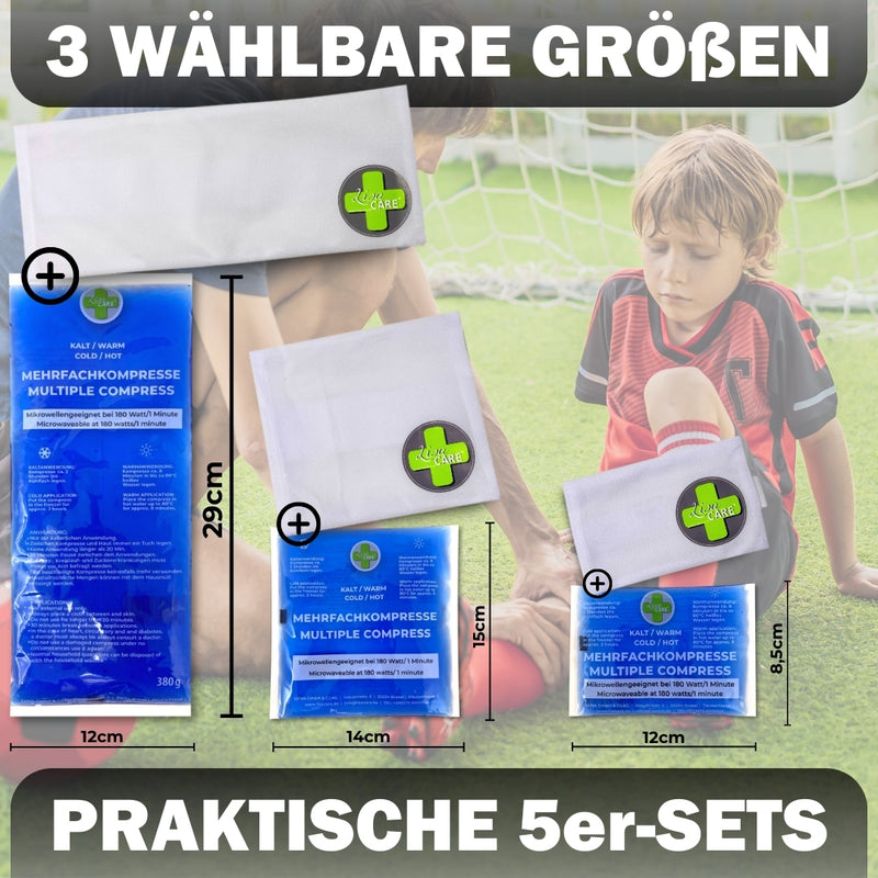 LisaCare Vlieshülle für Kühlpads - 5x Hülle-Kühlkompresse mit Klettverschluss - Gel-Kühlpack Schutzhülle mit Gummiband - 3 Größen verfügbar