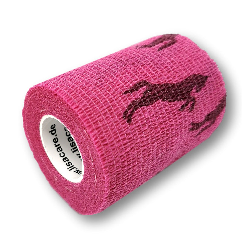 7,5cm Rolle kohäsive Bandage in pink mit Pferde Motiv