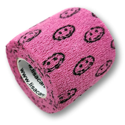 5cm Rolle kohäsives Fingerpflaster in rosa mit Smiley Motiv