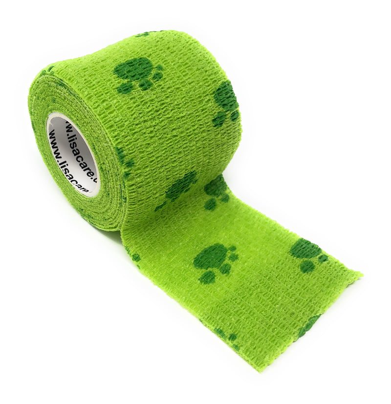 LisaCare Kohäsive Bandage - 5cm breit für Mensch & Tier - Tatze grün | LisaCare.