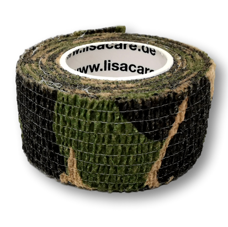 LisaCare Fingerpflaster auf Rolle - elastisch & ohne Kleber - 2,5cm breit - Camouflage grün | LisaCare.