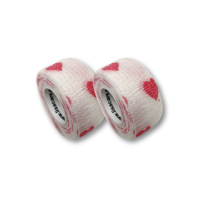 selbstklebendes Fingerpflaster, 2,5cm breit 2er Set, weiß mit roten Herzen