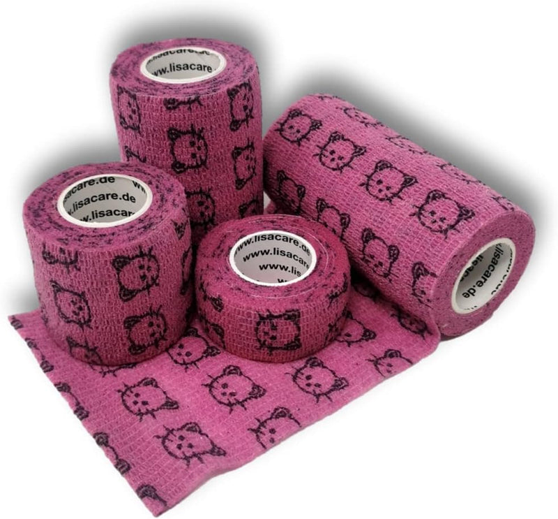 LisaCare - Fingerpflaster - Kinderpflaster - Katze rosa - 4er-Set