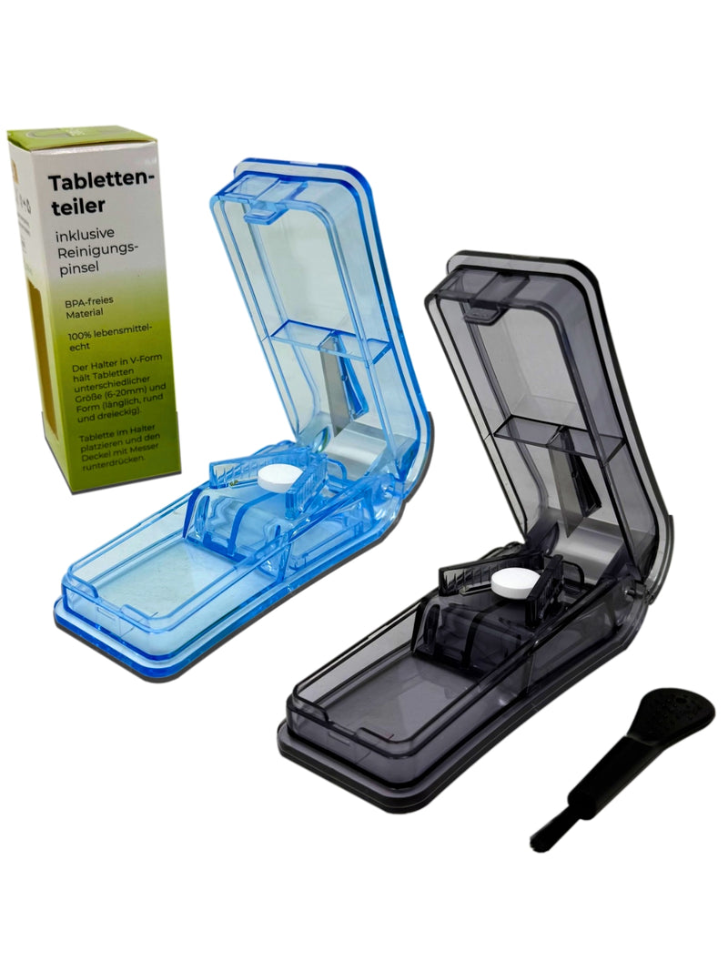 LisaCare Tablettenschneider - Tablettenteiler - 2er Set (Schwarz & Blau)