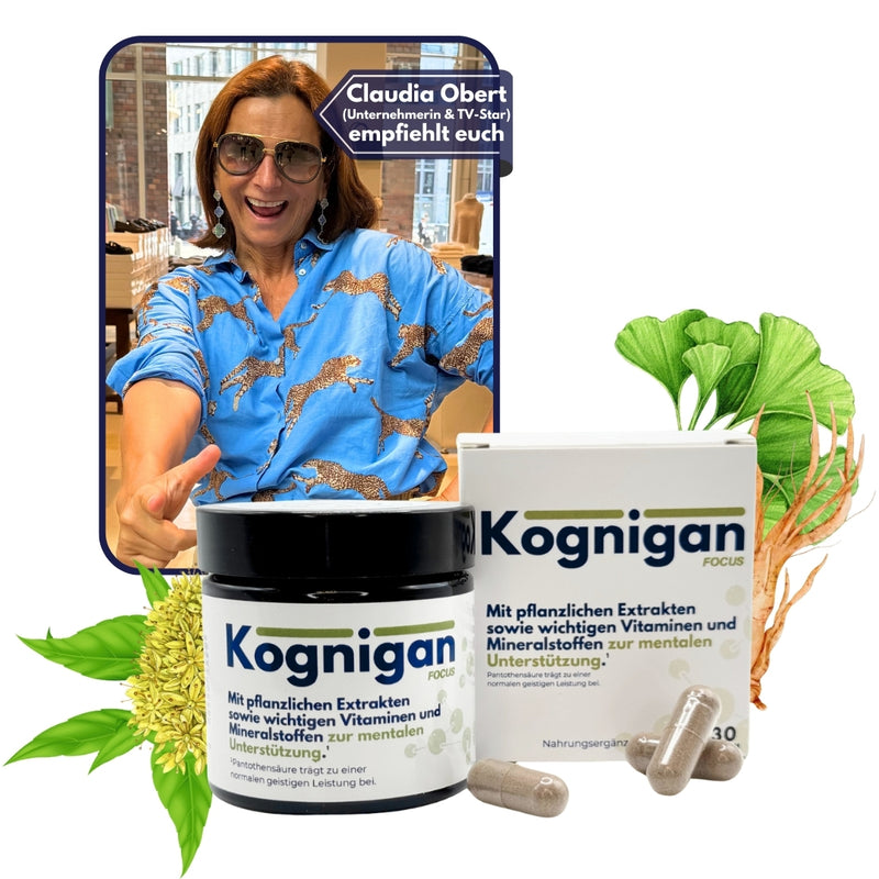 Kognigan Focus Supplements - Gehirn Kapseln - Brain Booster für Konzentration-, Gedächtnis- & mentale Unterstützung