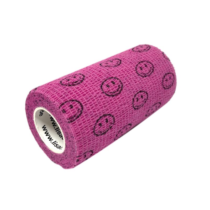 LisaCare Verbandsmaterial - 10cm x 4,5m - für Mensch & Tier - Smiley Rosa