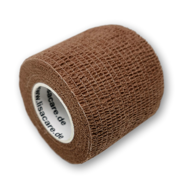 LisaCare Kohäsive Bandage - 5cm x 4,5m - für Mensch & Tier - Braun