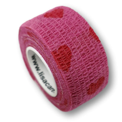 2,5cm Rolle kohäsives Fingerpflaster in pink mit Herz Motiv