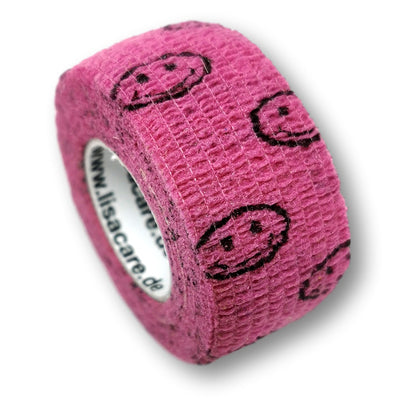 2,5cm Rolle kohäsives Fingerpflaster in rosa mit smiley Motiv