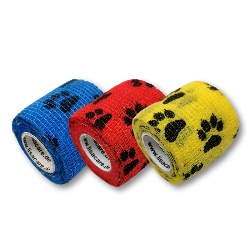 Colorida mezcla de patas, juego de 3 tiritas LisaCare de 5 cm de ancho x 4.5 m de largo