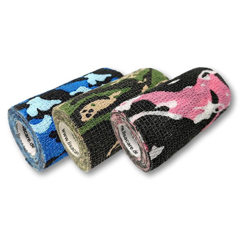 LisaCare Wundverband für Mensch & Tier - 3er Camouflage Set mit Größenauswahl - á 2,5-10cm x 4,5m