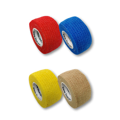 Fingerpflaster auf Rolle, 4er Set, 2,5cm breit, rot, blau, gelb und beige