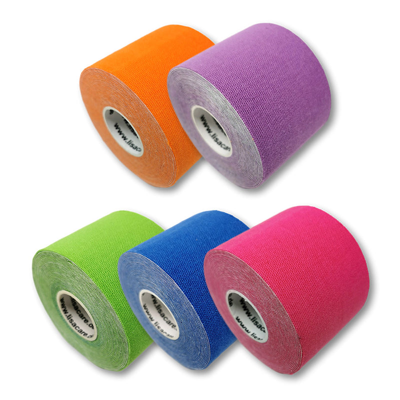 Colorida cinta de kinesiología mixta de 5 colores LisaCare 5cm v2