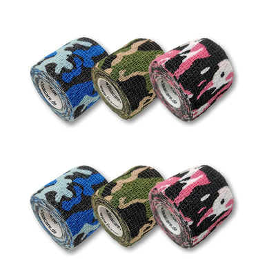 Fingerpflaster auf Rolle, 6er Set, 5cm breit, Camouflagemuster in grün , blau und pink