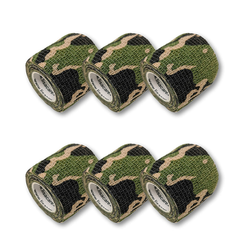 Fingerpflaster auf Rolle, 6er Set, 5cm breit, Camouflagemuster in grün