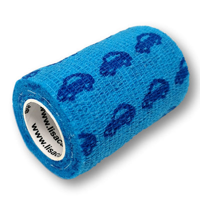 7,5cm Rolle kohäsive Bandage in blau mit Auto Motiv