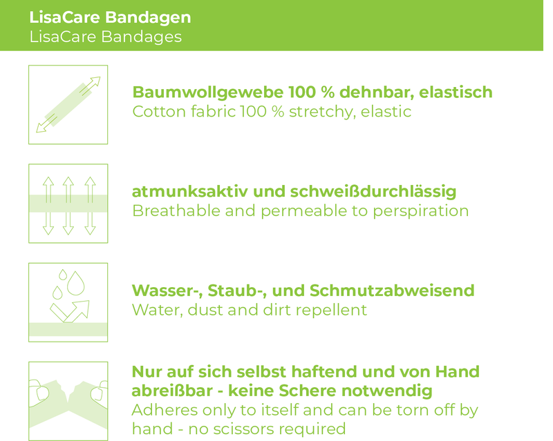 LisaCare Kohäsive Bandagen - Komplett Set mit 10cm, 7,5cm, 5cm & 2,5cm x 4,5m