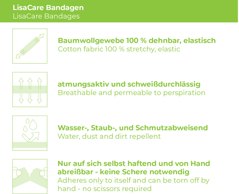 LisaCare Kohäsive Bandage - 5cm x 4,5m - für Mensch & Tier - Weiß