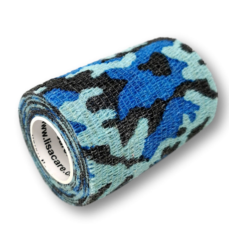 7,5cm Rolle kohäsive Bandage in blau mit camouflage Muster