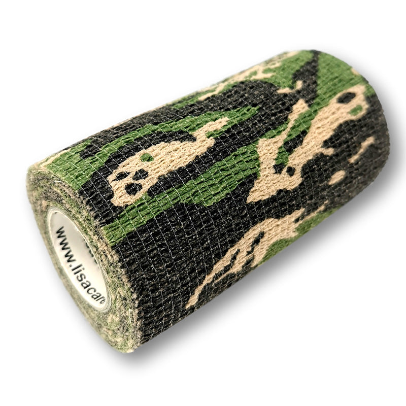 5cm Rolle kohäsives Fingerpflaster in gruen mit Camouflage Motiv