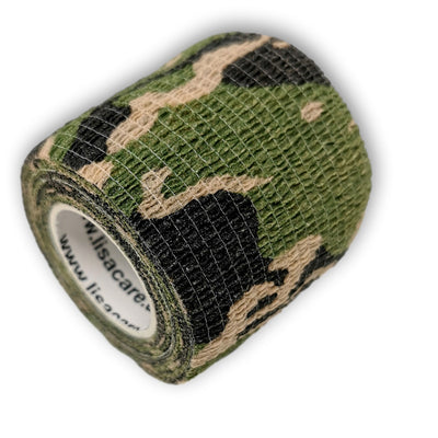 5cm Rolle kohäsives Fingerpflaster in gruen mit camouflage Motiv