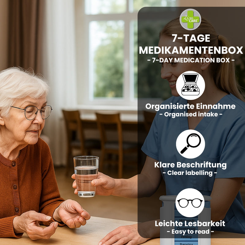 LisaCare Tablettenbox - Pillendose 7 Tage - Medikamentenbox