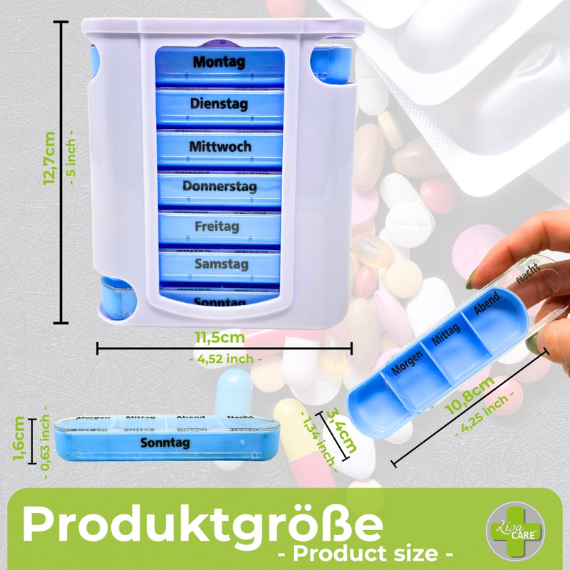 LisaCare Tablettenbox - Pillendose 7 Tage - Medikamentenbox
