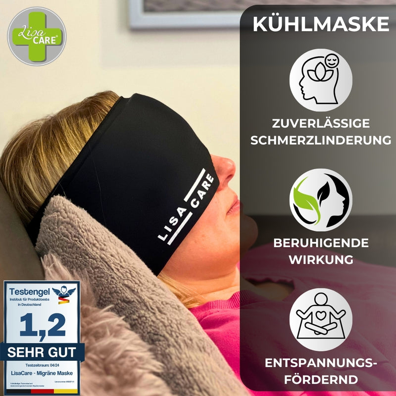 LisaCare Migräne Maske - Kühlmaske Migräne - Schwarz