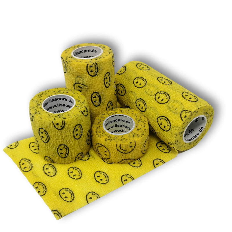 LisaCare - Kinderpflaster Tröstpflaster mit gelben Smileys - 4 Rollen - Alle Breiten