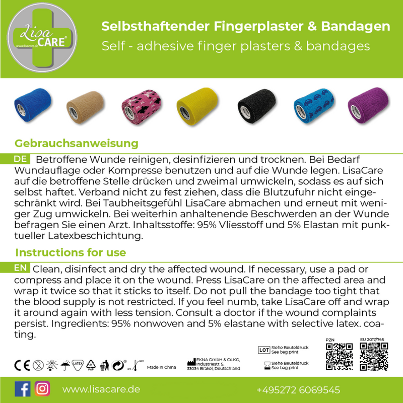 LisaCare Bandage - 7,5cm x 4,5m für Mensch & Tier - Neonpink