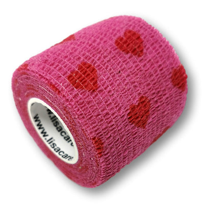 5cm Rolle kohäsives Fingerpflaster in rosa mit Herz Motiv