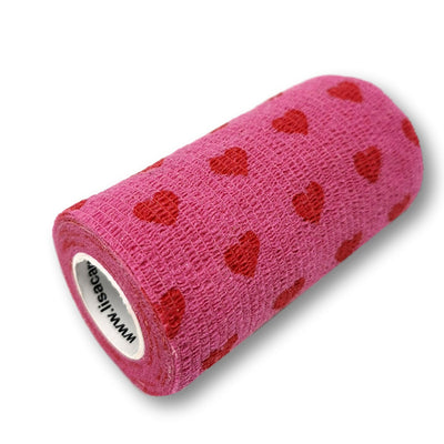 10cm Rolle kohäsives Fingerpflaster in rosa mit Herzen Motiv