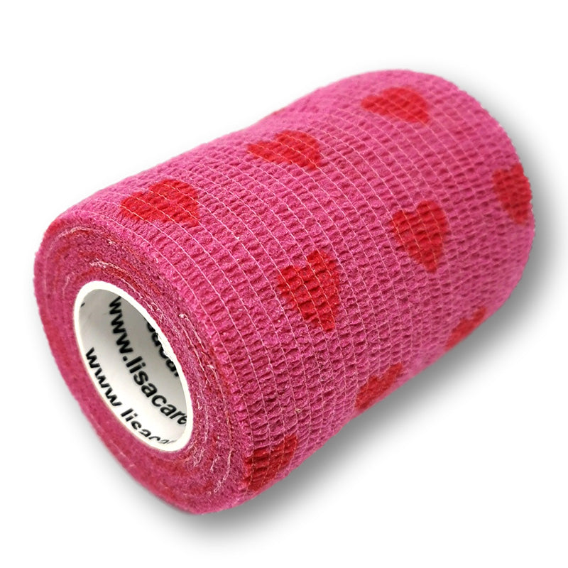 LisaCare Bandage - 7,5cm x 4,5m für Mensch & Tier - Herzen rosa