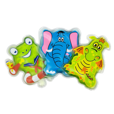 3 untersciedliche Kompressen, frosch, elefant, drache