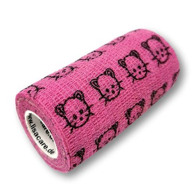 10cm Rolle kohäsives Fingerpflaster in rosa mit Katzen Motiv
