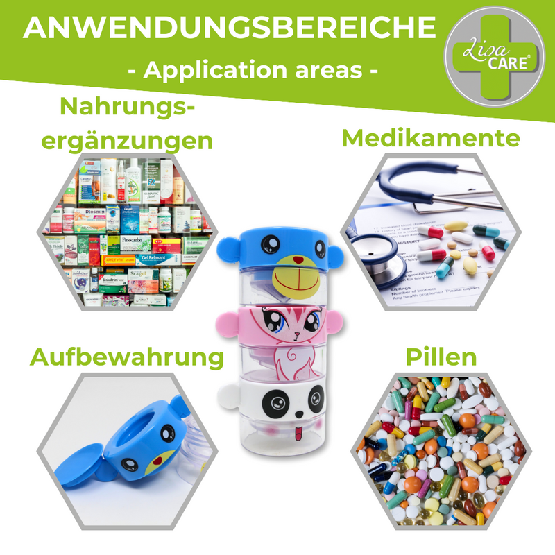 LisaCare Tablettenmörser für Kinder mit Pillendose (Fuchs-Motiv)