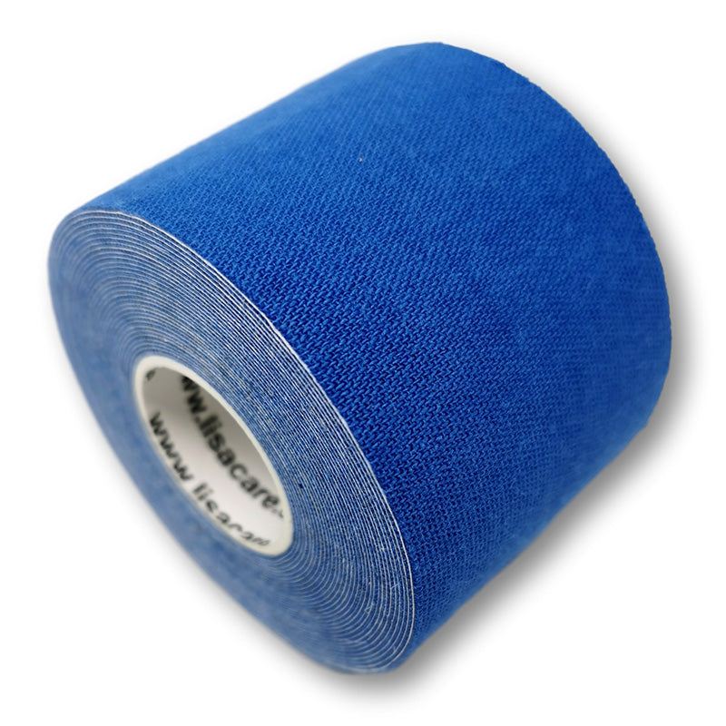 5cm breites Kinesiologie Tape auf Rolle in blau von LisaCare