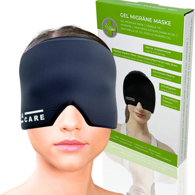 LisaCare Migräne Maske - Kühlmaske Migräne - Schwarz