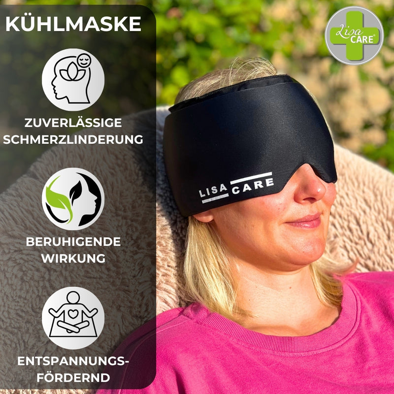 LisaCare Migräne Maske - Kühlmaske Migräne - Schwarz