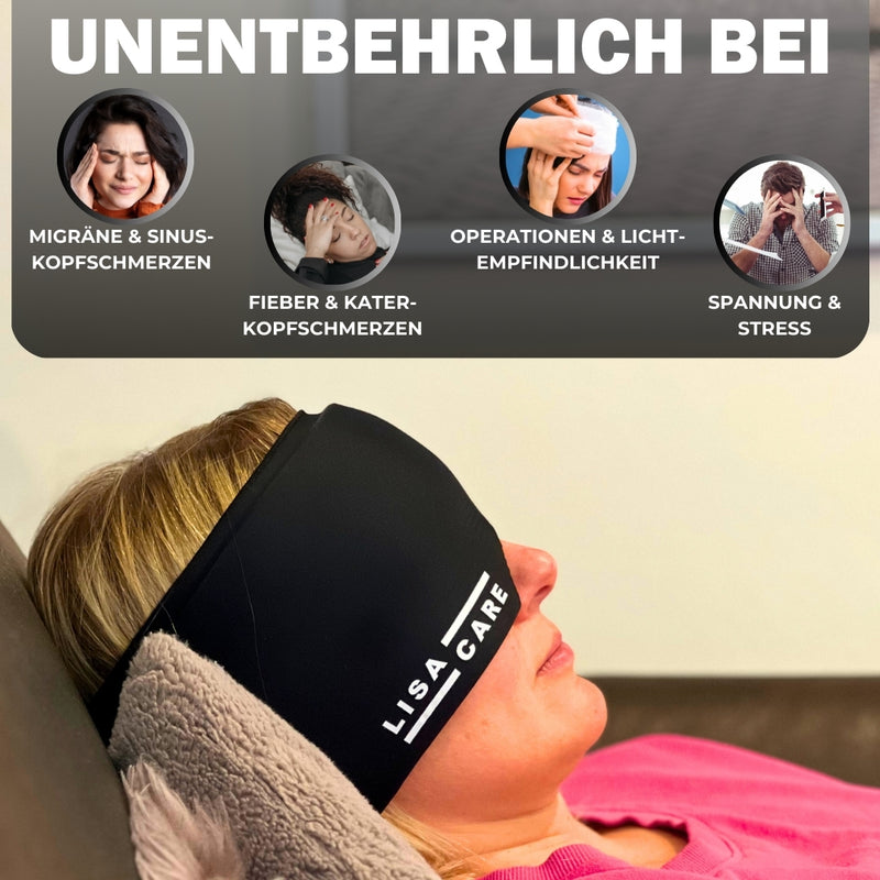 LisaCare Migräne Maske - Kühlmaske Migräne - Schwarz