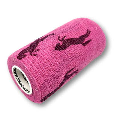 10cm Rolle kohäsives Fingerpflaster in rosa mit Pferde Motiv