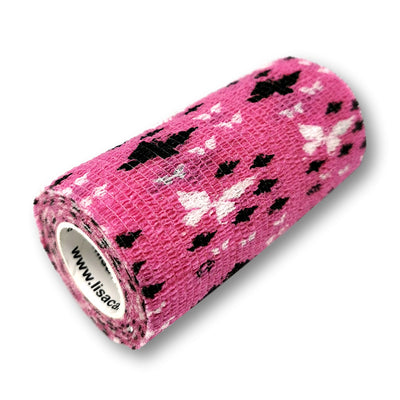 10cm Rolle kohäsives Fingerpflaster in rosa mit Schmetterling Motiv