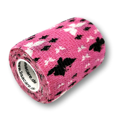 7,5cm Rolle kohäsive Bandage in pink mit Schmetterling Motiv