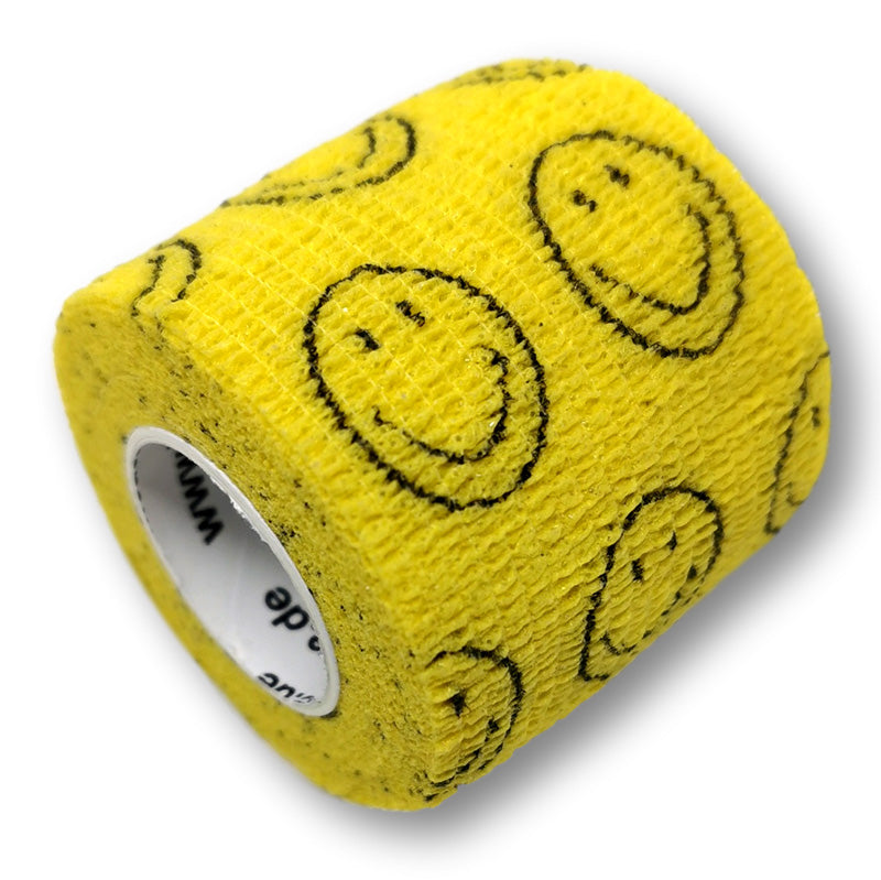 5cm Rolle kohäsives Fingerpflaster in gelb mit smiley Motiv