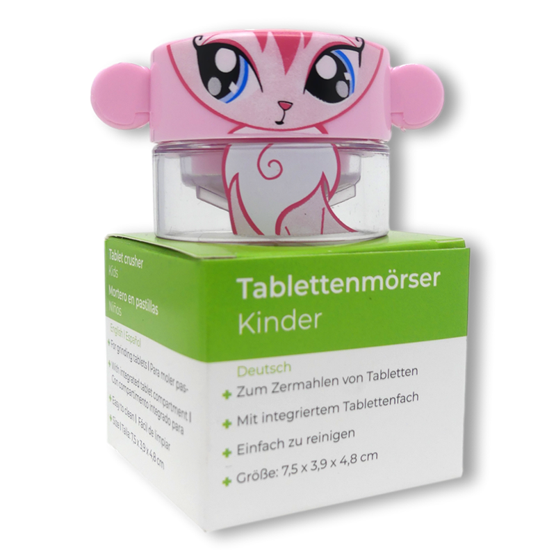 Tablettenmörser zusammen mit der Verpackung