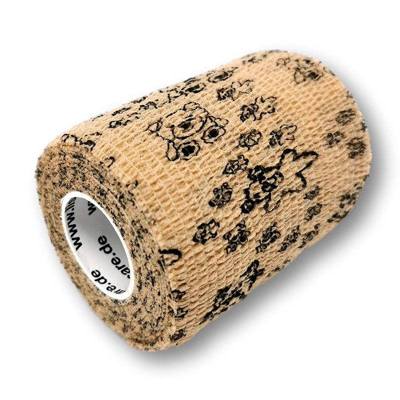 7,5cm Rolle kohäsive Bandage in beige mit Teddy Motiv