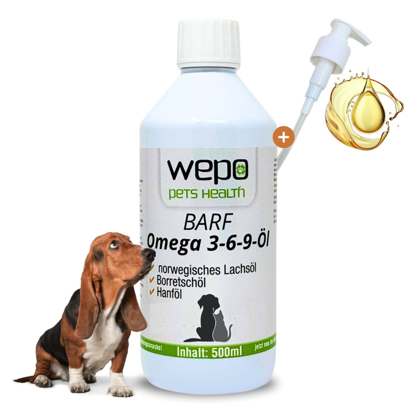 WEPO 3-6-9 Barf Öl Premium-Qualität - 100% natürliches Omega 3 6 9 - 500ml